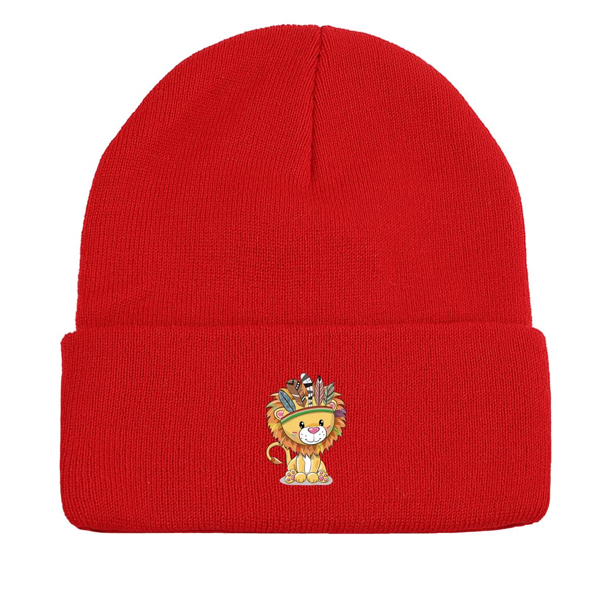 Осенне-зимняя шапка-бини с милым принтом льва — фото 8