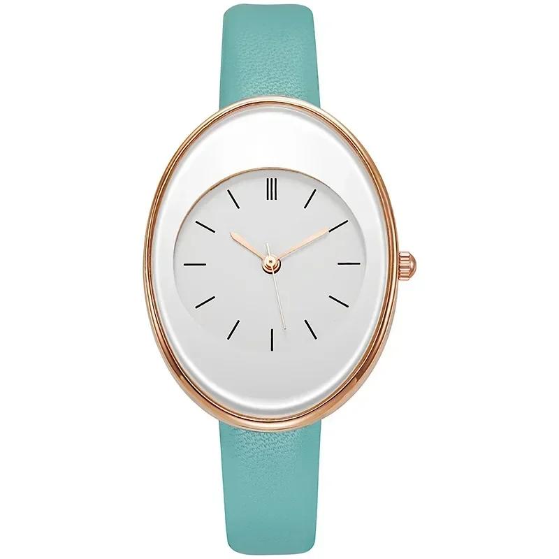 Minimalist Oval Women Watches Simple Elegant Ladies Wrist Watch Quartz Leather Female Clock Reloj Mujer Relogio No Bracelet