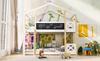 (=517234AAW) Children's Bed Treehouse with Slide & Ladder 90 x 200 cm, Loft Bed for Children – 2x Slatted Frame - Natural & White