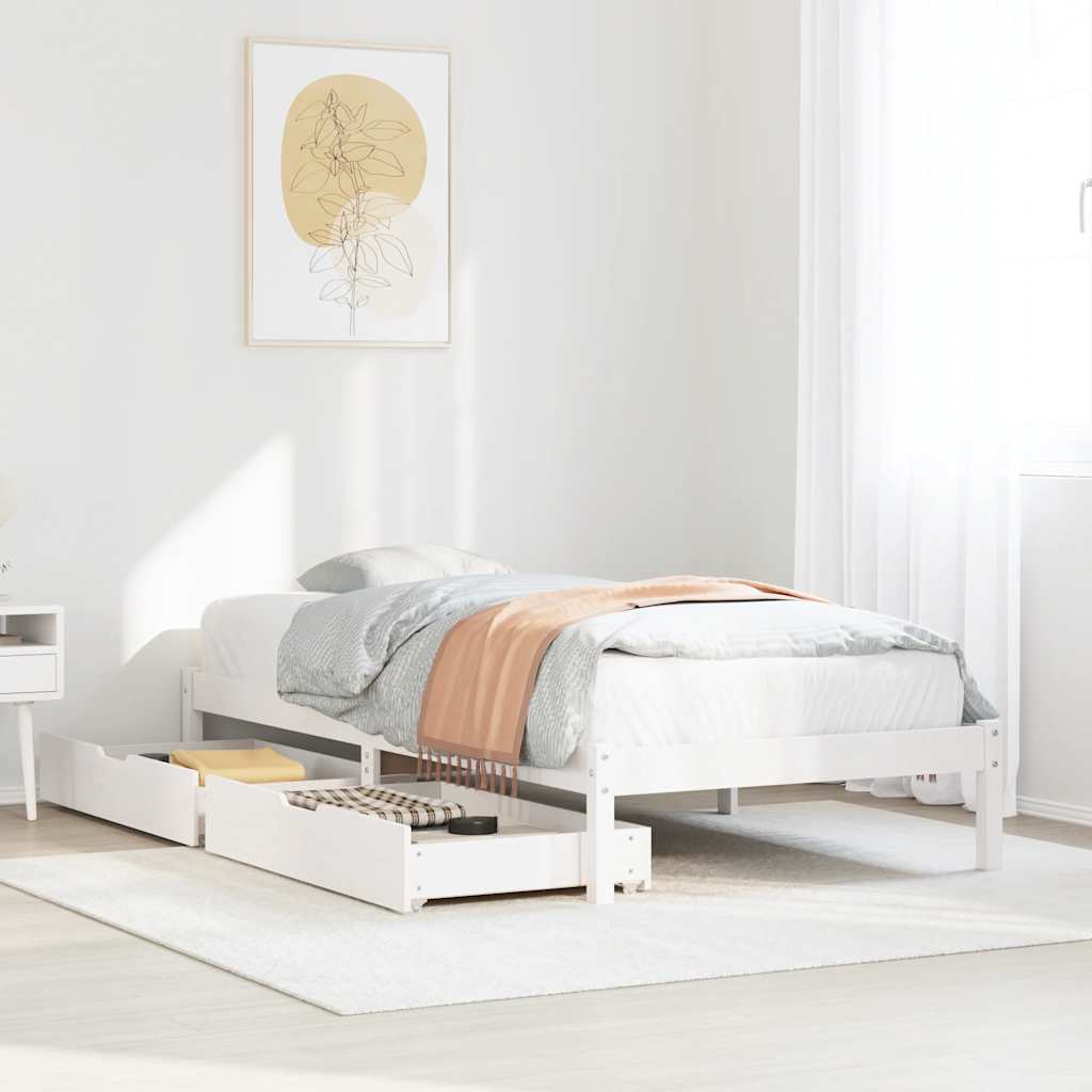 Solid Wood Bed Without Mattress White 90x200 Cm Pine Wood