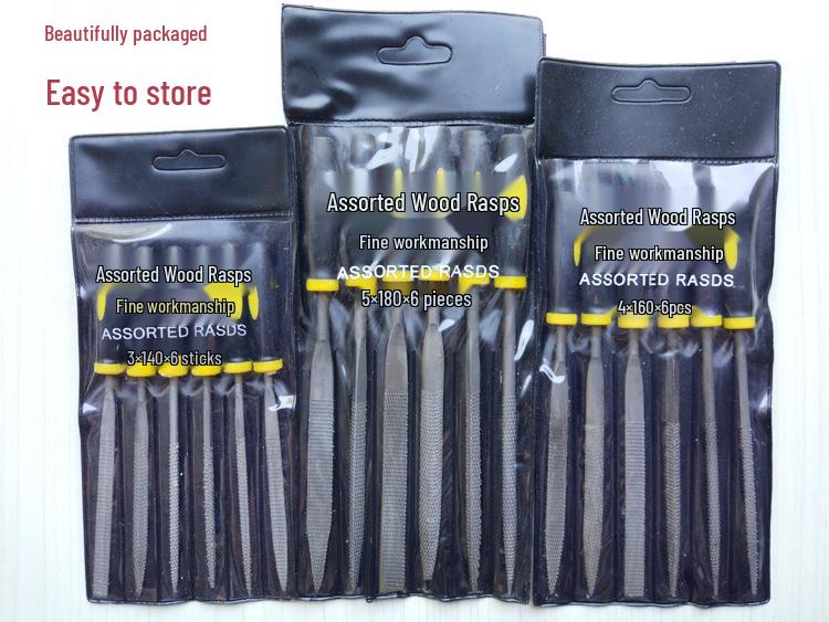 6-Piece Handcrafted Wood File Set: Fine-Tooth Steel Files for Woodworking DIY Projects.