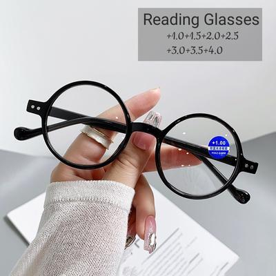 Ultralekkie okulary dla starczowzrocznych Retro zielone małe okrągłe oprawki okulary do czytania anty-niebieskie światło okulary nadwzroczność dioptrii + 4.0