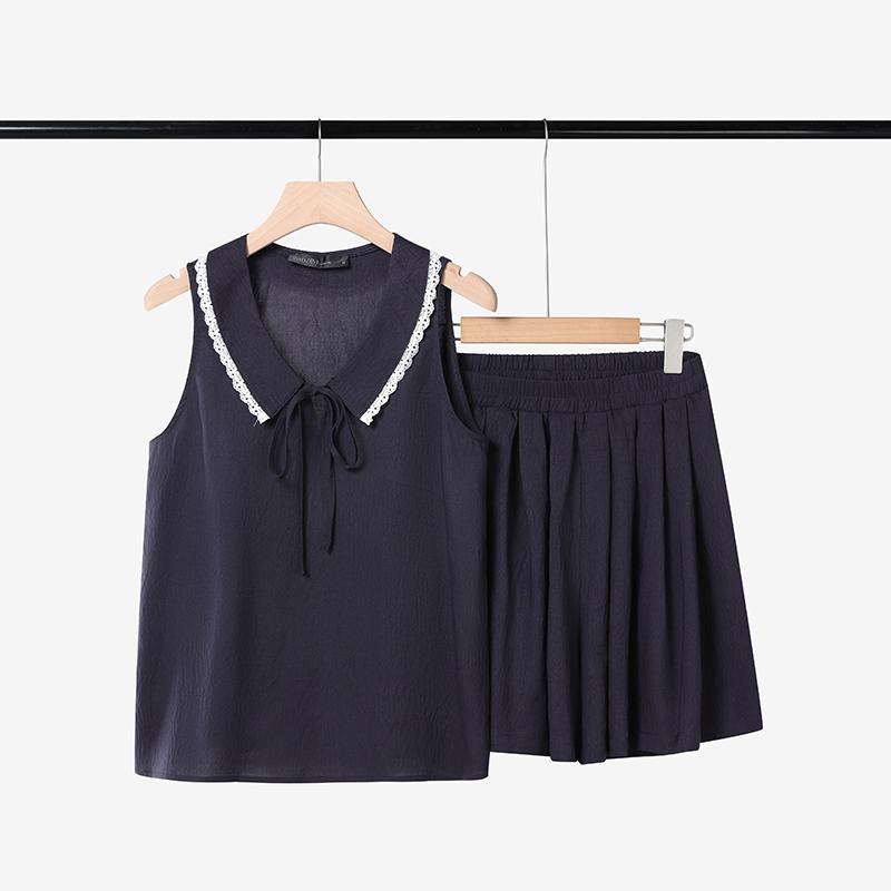 

ZANZEA Women Sleeveless Tank Tops and Shorts Summer Two Piece Suit Sets S темно-синього кольору