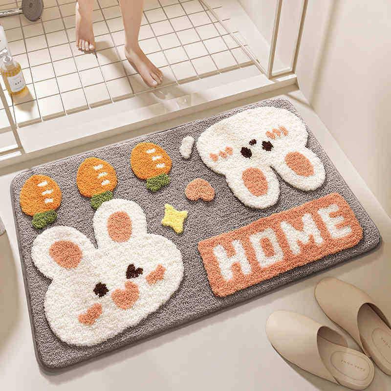 Cartoon Faux Cashmere Washable Door Mat - Dirt-resistant & Water-absorbing Bathroom Floor Mat