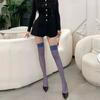 Women Glitter Thigh High Stockings 12D Summer Ultra-thin Ladies Collant Sexy Lingerie See Through Stockings Wide Rib Top Details