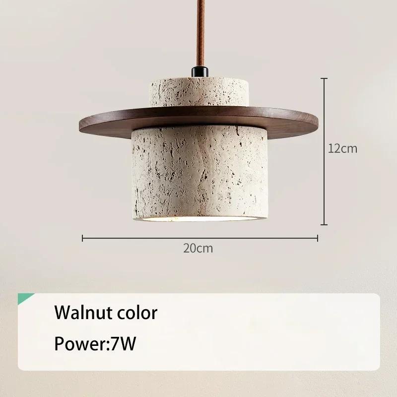 

Retro Yellow Nature Stone LED Pendant Light Wabi-sabi Style Travertine LED Chandeliers For Dining Room Bedroom Parlor Cafe Warm white