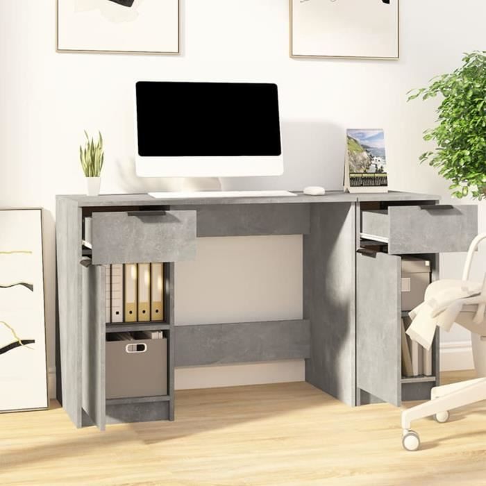 VidaXL Desk with Side Cabinet Concrete Grey Engineered Wood 3115911