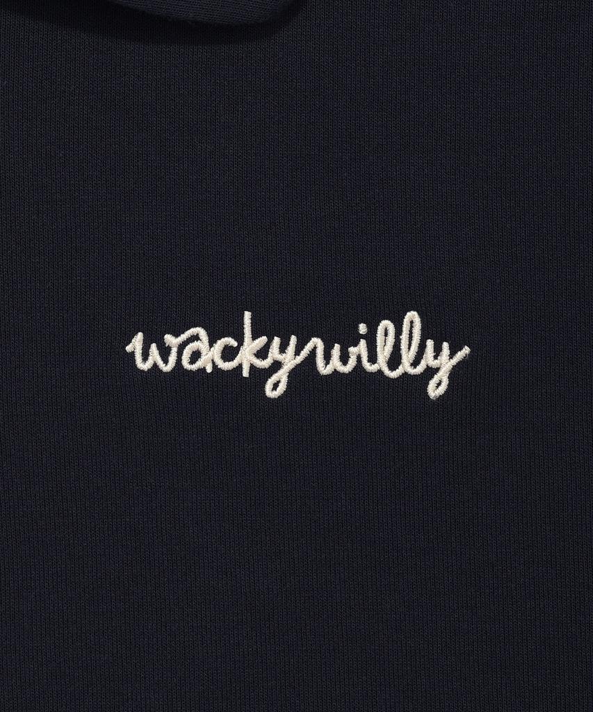WACKY WILLY Women'S Typo Logo Half-Zip Short Sleeve Dark Navy