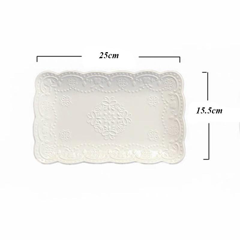Hi Ceramic Embossed Dinner Steak Plate Breakfast Dish Afternoon Tea Fruit Dessert Tray Wedding Gift Tableware
