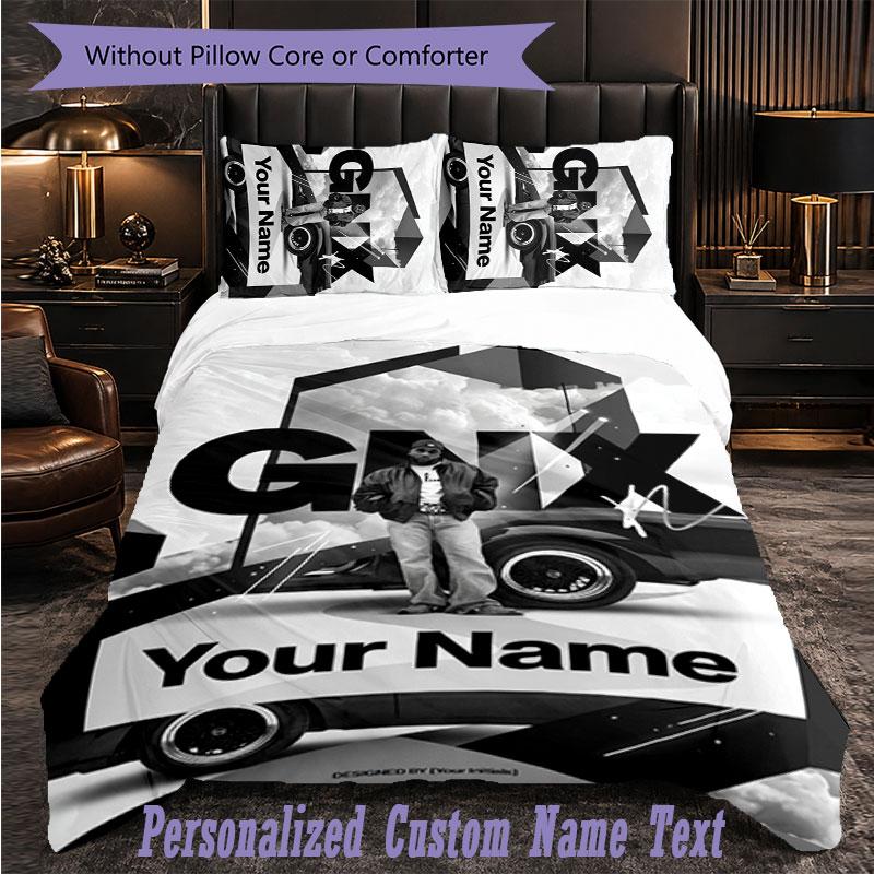 Personalized 3Pcs Bedding SetKendrick Lamar Custom Text Duvet Cover Pillowcase Set Bedroom Gift