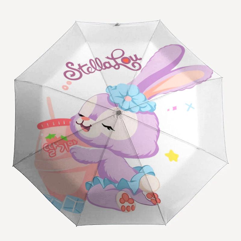 1pc The Cute Bunny StellaLou Automatic Opening and Closing Umbrella - Lightweight 3-Fold Design, Suitable for Fans, Travel, Daily Use - Offi