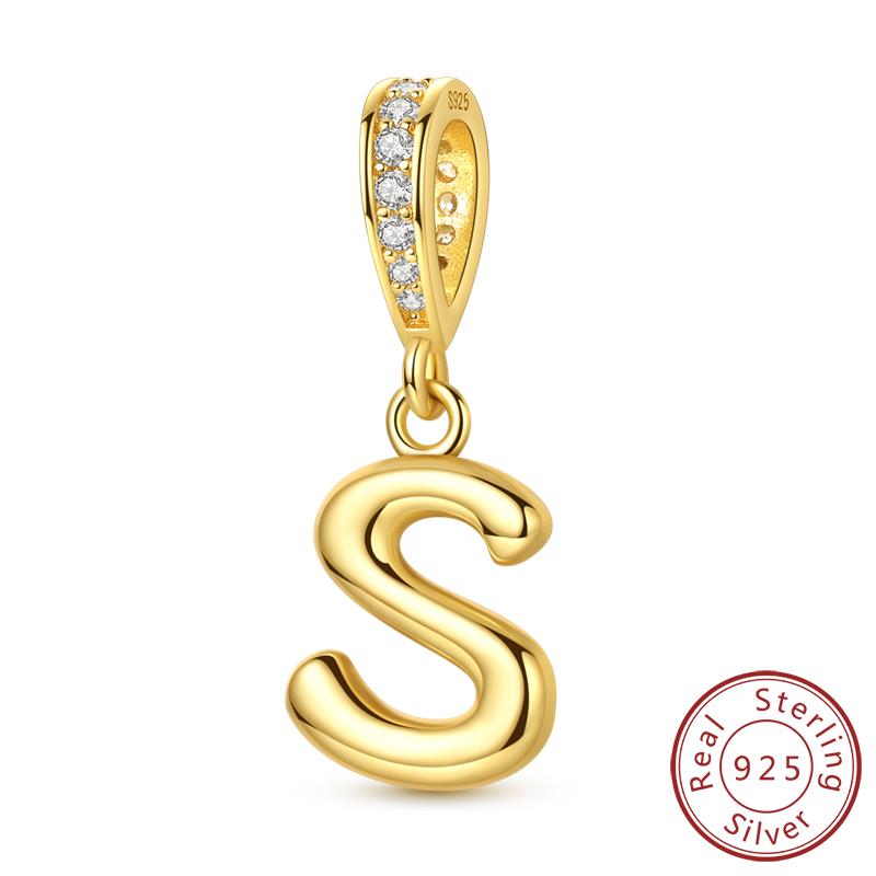 Dekorative Charms Perlenelemente Echtes Kupfer A-Z Alphabet 26 Buchstaben Charm Dekorationen Anhängerstück Geeignet Für Authentischen Armreif Armband