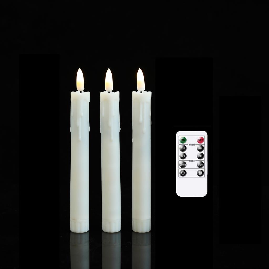 7 Inch Pack of 3 Remote Control LED Decorative Candle Light,Battery Operated Flameless Electronic Wedding Candles With Timer