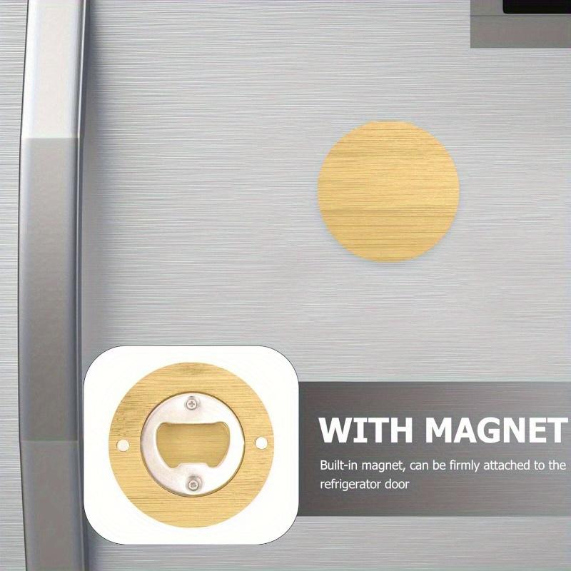 3-Piece Bamboo Beer Bottle Openers With Fridge Magnet - Easy Grip, Round Coaster Design For Home Bar Decor & Wedding Favors