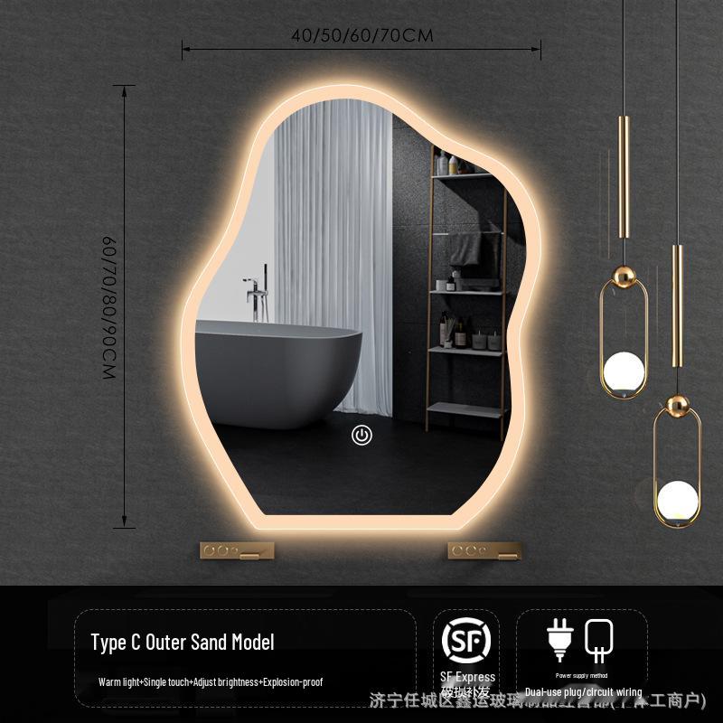 Irregular Shape LED Vanity Mirror: Wall-Mounted, Luminous, Smart Cloud Bedroom Makeup Mirror with Lights
