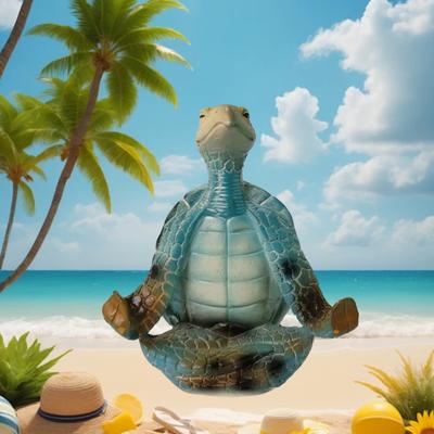 Yousheng Yoga Meditation Turtle Ornament Sitting Tortoise Figurine Statue Animal Sculpture Indoor Outdoor Garden Home Office Desktop Decoration