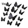 Halloween Theme Wall Accents 12Pcs 3D Black Butterfly Stickers, Removable PVC Decals for DIY Stickers Home Decor Party Decor, Self Adhesive