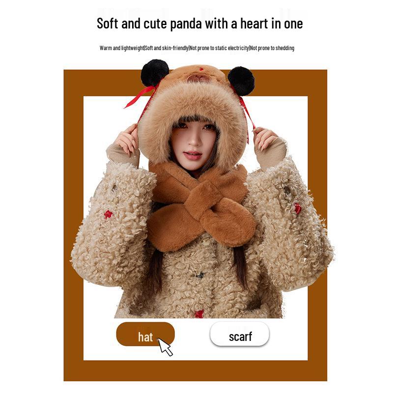 2025 Women's Capybara Warm Plush Hat Scarf Combo - Winter Windproof & Cold-Proof