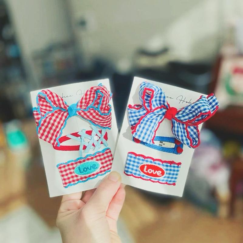 Woven Tape Hair Clips Small Squares Bow Materials Adorn DIY Color Collision Handmade Hooked Edges Headbands Decoration
