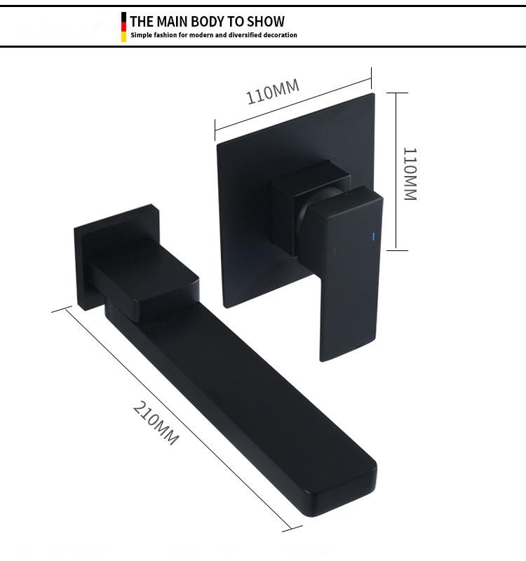 Tuqiu Brushed Gold Basin Faucet Bathroom Faucet In-Wall Black Faucet Hot and Cold Bathroom Sink Tap Basin Mixer Tap Set
