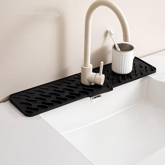 

Silicone Mat Anti-Splash Quick Drying Mat Sink Mat for Kitchen Bathroom Short чорний