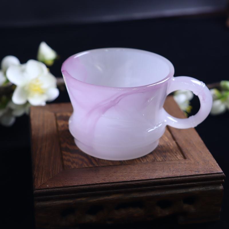 Chinese Style Milk Jade Glass Tea Cup Kung Fu Tea Family Meeting Tea Cup Household Simple and Exquisite Water Cup