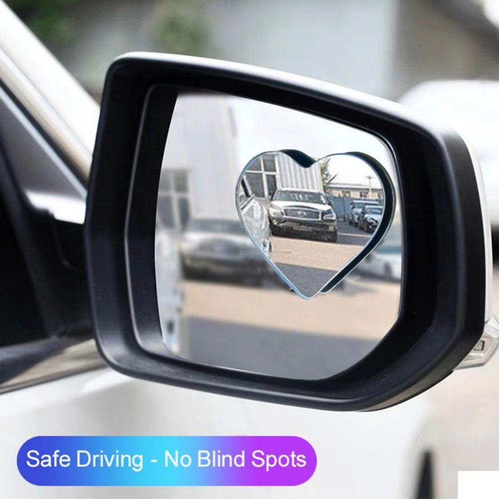 2Pcs Stick-On Blind Spots Mirror Cute Heart Shape Convex Rearview Side Mirror  SUVs