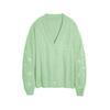 Women's V Neck Cable Knit Cardigan Star Embroidery Loose Lazy Style Wool Sweater Coat