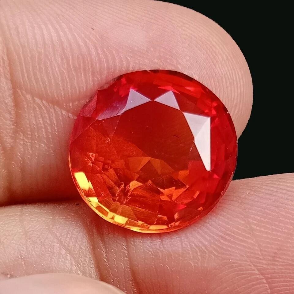 Sapphire Ceylon Fanta Orange Natural 10 Ct Round Cut Fabulous Gemstone