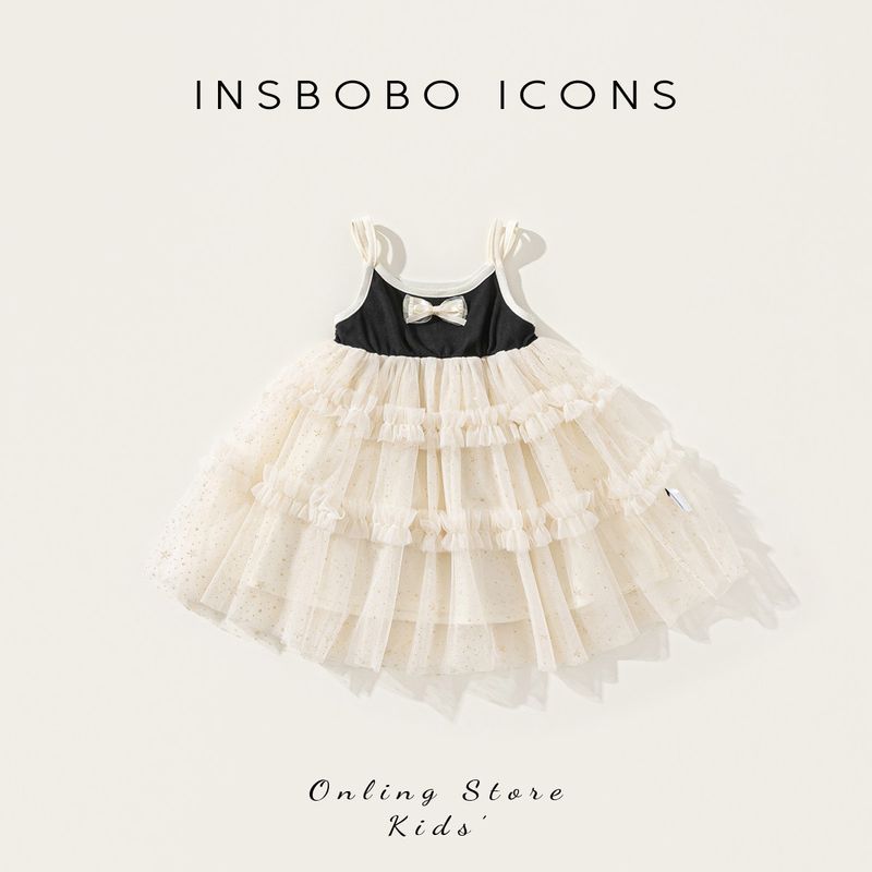 Insbobo Girls Dress 2026 Summer New Style Baby Girl Gauze Dress Kidsren s Princess Dress Baby Fashionable Dress Black 80