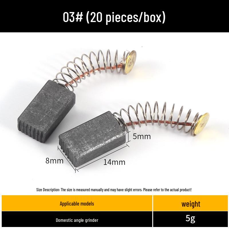 Carbon Brush Set for Angle Grinders, Cutting Machines, Hand Drills, Polishers, Sanders, Impact Drills, and Motors