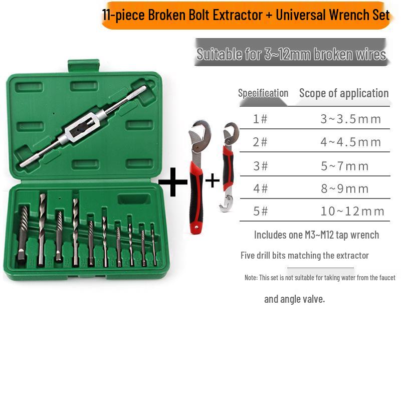 11-Piece Mechanic's Broken Wire & Screw Extractor Set with Free Shipping (3MM-10MM)