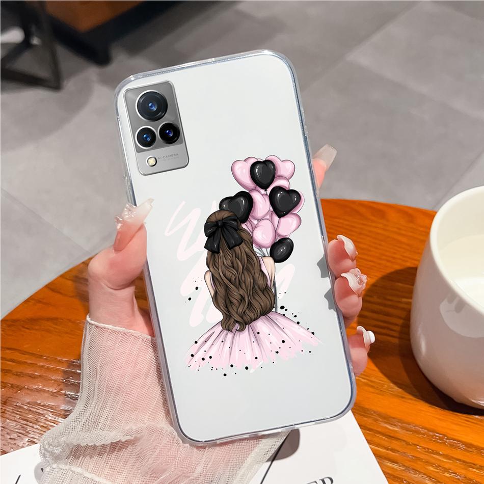 

New Case For Vivo V21 V21E Stylish Painted Back Cover Soft TPU Silicone Transparent Shockproof Bumper For Vivo V 21 E Funda Capa Vivo V21