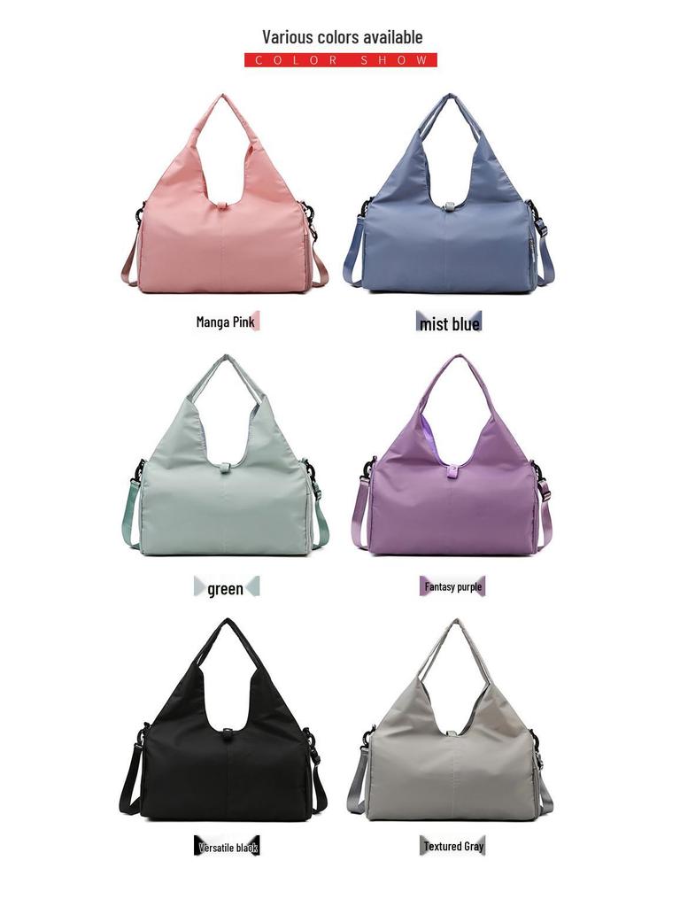 Lightweight Multifunctional Gym Bag with Logo Print, Large Capacity, Shoe Compartment, Perfect for Travel & Yoga.