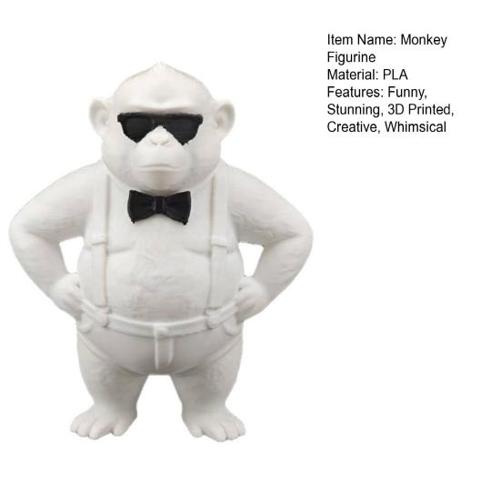 Sunglasses Gorilla Collectible Figurine 3D Printed Funny Cool Monkey Statue Novelty Animal Desktop Ornament for Home Office Decor