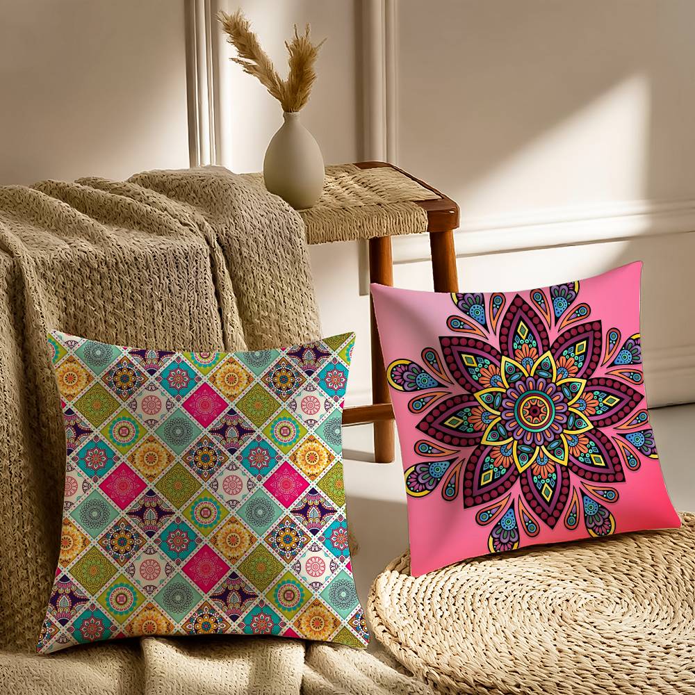 Classical impression Mandala Style Pillow Case Printed Brushed Fleece Pillow Baby Skin-Touch Eco-Friendly Dye-Sublimat