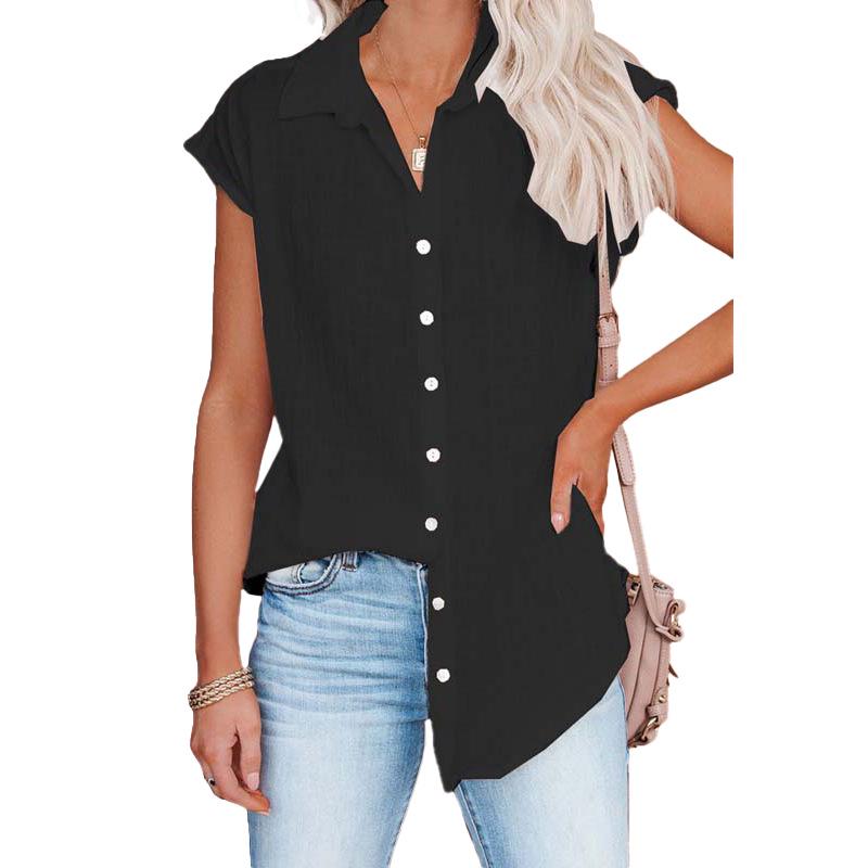 Sommer Einfarbig Ärmellos Revershemd