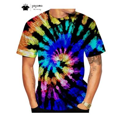 Fashion Color Painting Men's T-Shirt Summer Street Men Short Sleeved Tee 3D Printing Tie Dye T-Shirt Trend Breathable Men's Tops