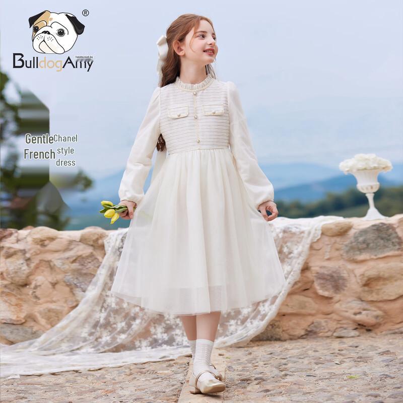 Девочковое твидовое платье в стиле французский шик от CHANZUIGOU 130 cm