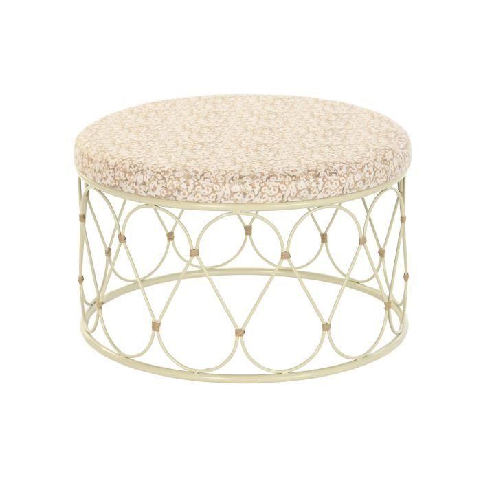 Table d'appoint - Blanc - Métal - 48 x 48 x 30 cm - Design boho