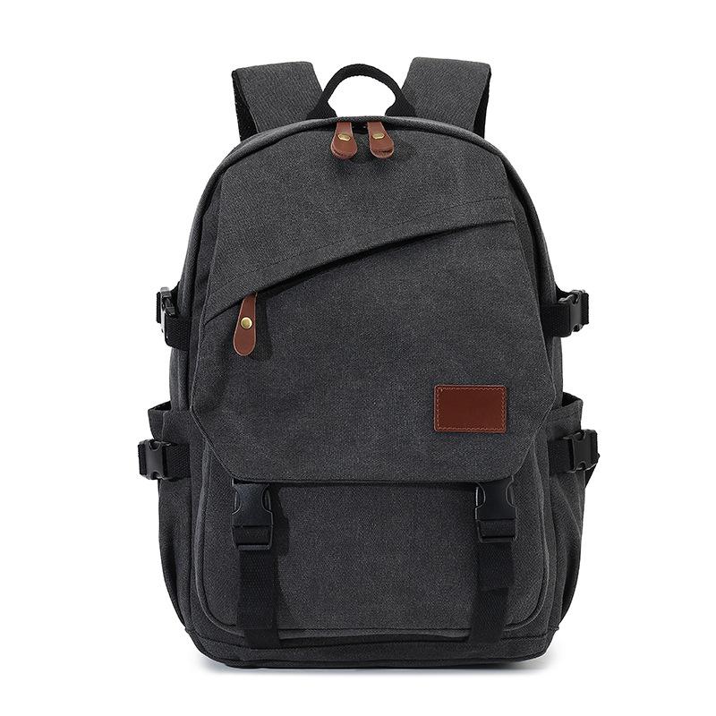 Retro Men s Canvas Backpack, College Student Backpack, Trendy Casual Large Capacity Travel Bag, Backpack чёрный