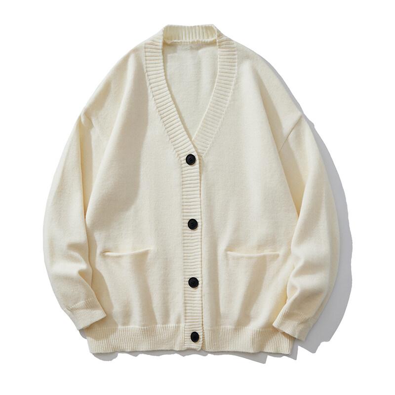 Pánský ležérní kardigan s výstřihem do V na podzim 2025 Pánský svetr s knoflíky v jednobarevném provedení Pánský pletený teplý svetr Kardigan Pánské volné kabáty