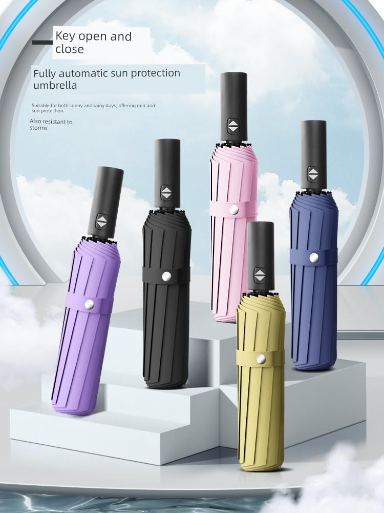 Automatic Umbrella Men's Large Reinforced Thickened Strong Wind-Resistant Sun Umbrella Folding Sun Umbrella Female Rain Or Shine Dual-Use Umbrella