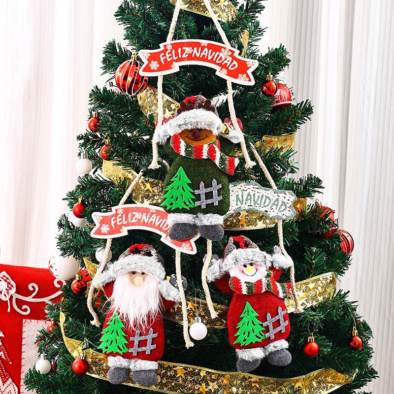 Christmas KT Board Fabric Hand-raising Doll Pendant Santa Claus Scene Layout Alphabet Tree Pendant