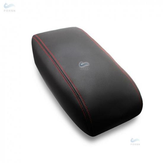 Fits 06-13 Range Rover Sport Leather Center Console Lid Armrest Cover Black+Red