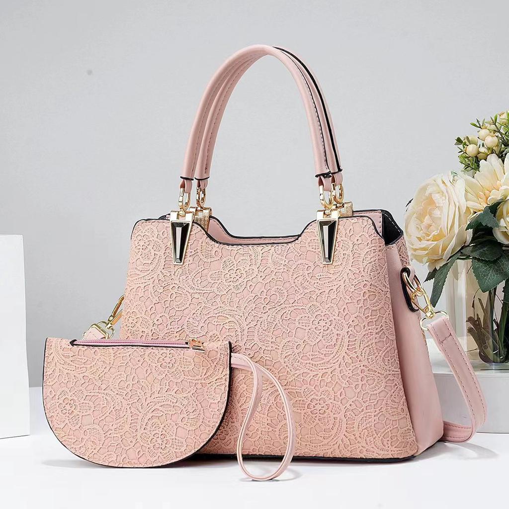 2025 Simple and Elegant Style 2-piece Handheld Set flower Lace women's bag large capacity elegant printed shoulder crossbody bag
