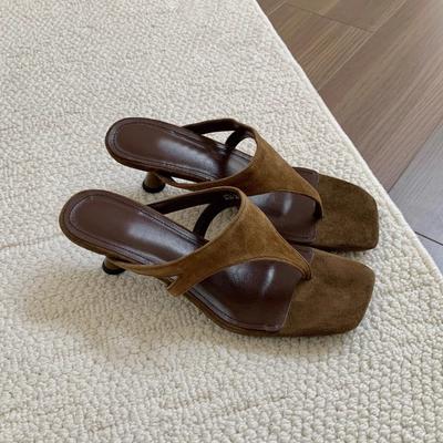 Fashion Retro Temperament Minimalist Toe-in Stiletto Sandals for Women Outside Flip-On Slippers Versatile High-Heeled Sandals