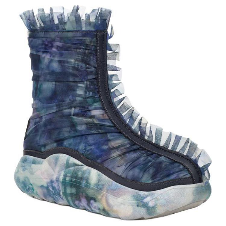 Collina Strada X Ugg Synthetic Leather Lightweight Zipper Ankle Boots Women Ankle Boots Dark-Blue-Floral 1170430-DFL