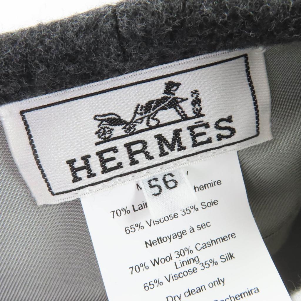 Pristine HERMES beret Saint Honoré Serie Metal gray wool Women 56 Used