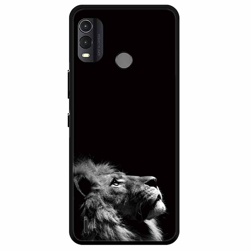 Soft Silicone Cover For Nokia C22 Case 2023 TPU Wolf Lion Painted Black Phone Coque for Nokia C22 C 22 4G Black For NokiaC22